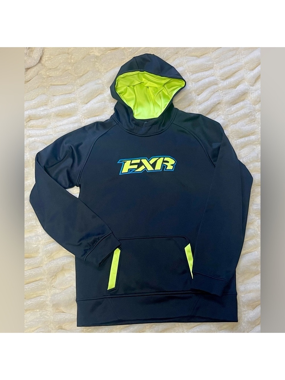 FXR Navy and Neon Green Hoodie